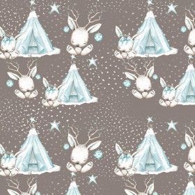 ANIMALS IN TIPI / dark beige (MAGICAL CHRISTMAS FOREST)