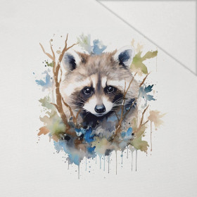 WATERCOLOR RACCOON pat. 1 - panel (75cm x 80cm) Hydrophobic brushed knit