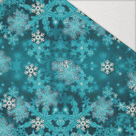 TURQUOISE SNOWFLAKES (PENGUINS) - Hydrophobic brushed knit