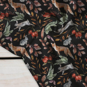 FOREST ANIMALS PAT. 2 / BLACK (COLORFUL AUTUMN) - Crepe