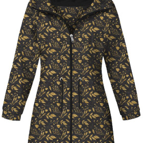 WOMEN'S PARKA (ANNA) - LEAVES pat. 11 (gold) / black - softshell