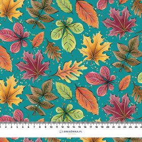 COLORFUL LEAVES MIX / emerald (GLITTER AUTUMN) - softshell