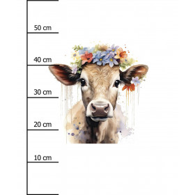 WATERCOLOR COW -  PANEL (60cm x 50cm) brushed knitwear with elastane ITY