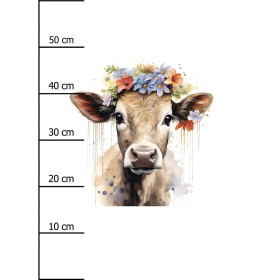 WATERCOLOR COW -  PANEL (60cm x 50cm) brushed knitwear with elastane ITY