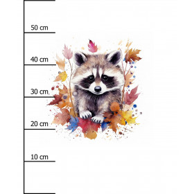 WATERCOLOR RACCOON pat. 2 -  PANEL (60cm x 50cm) brushed knitwear with elastane ITY