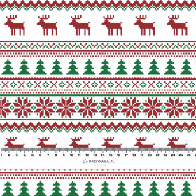 REINDEERS PAT. 2 / maroon - green - Woven Fabric for tablecloths