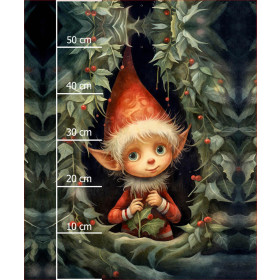 VINTAGE CHRISTMAS ELF -  PANEL (60cm x 50cm) brushed knitwear with elastane ITY