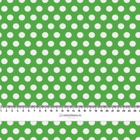 WHITE DOTS / green  - Woven Fabric for tablecloths