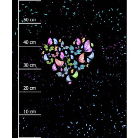 HEART / butterflies -  PANEL (60cm x 50cm) brushed knitwear with elastane ITY