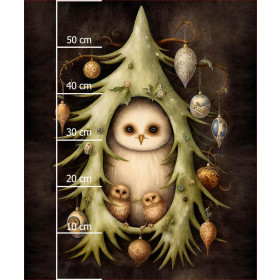 VINTAGE CHRISTMAS OWL PAT. 2 -  PANEL (60cm x 50cm) brushed knitwear with elastane ITY