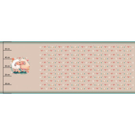 SHEEP IN LOVE - panoramic panel waterproof woven fabric (60cm x 155cm)