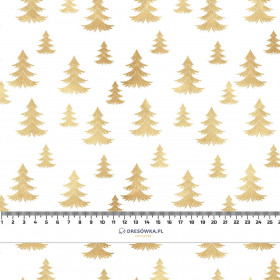 GOLDEN CHRISTMAS TREES (WHITE CHRISTMAS) - Woven Fabric for tablecloths