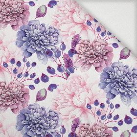 PURPLE PEONIES (IN THE MEADOW) - Woven Fabric for tablecloths