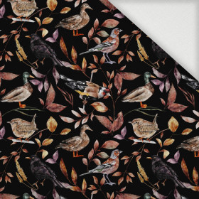 BIRDS PAT. 2 / BLACK (COLORFUL AUTUMN) - Woven Fabric for tablecloths