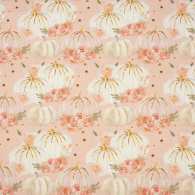 PASTEL PUMPKINS AND FLOWERS (PUMPKIN GARDEN) - looped knit fabric