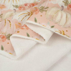 PASTEL PUMPKINS AND FLOWERS (PUMPKIN GARDEN) - looped knit fabric