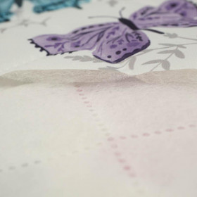 BUTTERFLIES PAT. 5 / white  (PURPLE BUTTERFLIES) - Quilted nylon fabric 