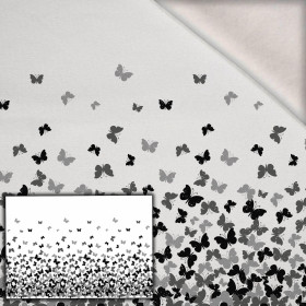 BUTTERFLIES GRAY - panel (105cm x 150cm) brushed knitwear with elastane ITY
