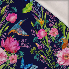 KINGFISHERS AND BUTTERFLIES (KINGFISHERS IN THE MEADOW) / dark blue - brushed knitwear with elastane ITY