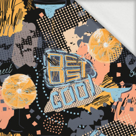 GRAFFITI ORANGES / black - looped knit fabric with elastane ITY