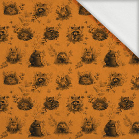 AUTUMN ANIMALS / mustard - looped knit fabric with elastane ITY