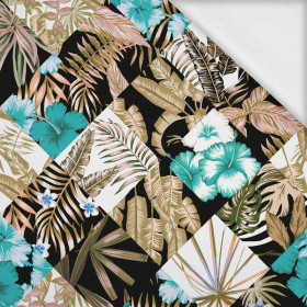 TROPICAL CHECK / golden - looped knit fabric with elastane ITY