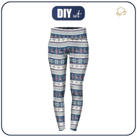 WOMEN'S THERMO LEGGINGS (GRETA) - REINDEERS PAT. 3 / dark blue (NORWEGIAN PATTERNS) - sewing set