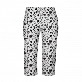 Pajamas-cropped pants "LINDA" - HEARTS / black - sewing set