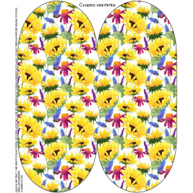 "Beanie" cap - SUNFLOWERS pat. 4 (BLOOMING MEADOW) / Choice of sizes