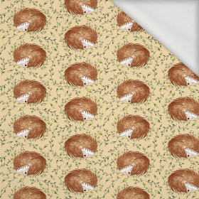 50cm SLEEPING HEDGEHOGS (SLEEPING ANIMALS) / sand  - organic looped knit fabric