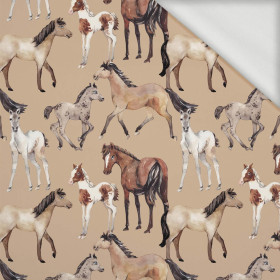 HORSES / beige - looped knit fabric