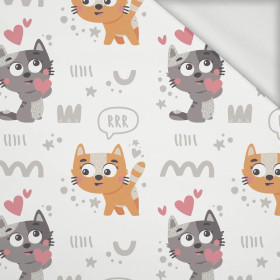 CATS IN LOVE pat. 2 (CATS WORLD) / white - looped knit fabric