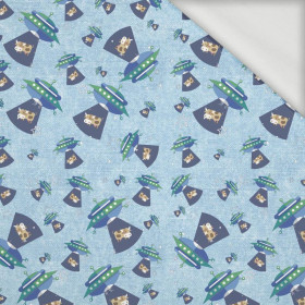 COWS IN THE SPACE (SPACE EXPEDITION) / ACID WASH LIGHT BLUE - looped knit fabric