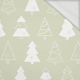 100cm GLAZED CHRISTMAS TREES (CHRISTMAS GINGERBREAD) / PISTACHIO - looped knit fabric