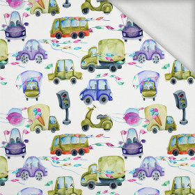 ON THE ROAD (COLORFUL TRANSPORT) - looped knit fabric