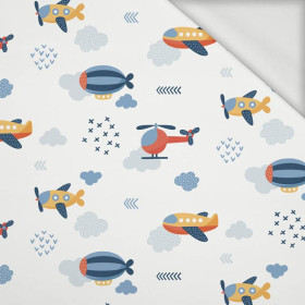 PLANES  pat. 2 / white (ADVENTURE BEGINS) - looped knit fabric