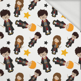 MAGICAL FRIENDS pat. 2 (MAGIC SCHOOL) / white - looped knit fabric