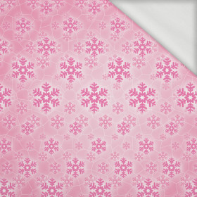 PINK SNOWFLAKES (PENGUINS) - looped knit fabric