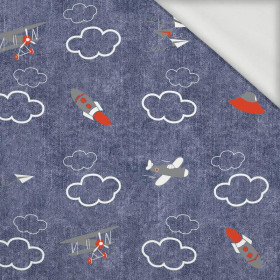 PLANES (PLANES) / ACID WASH DARK BLUE - looped knit fabric