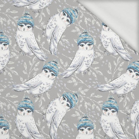 IOWLS IN HATS (ENCHANTED WINTER) - looped knit fabric