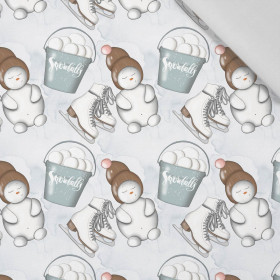 SNOWMEN AND ICE SKATES (WINTER IN THE CITY) - Cotton woven fabric