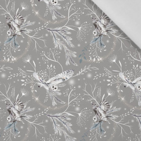 WINTER OWLS / grey (WINTER IN PARK) - Cotton woven fabric