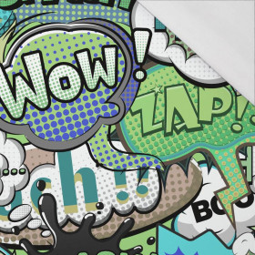 COMIC BOOK (green - blue) - single jersey with elastane 