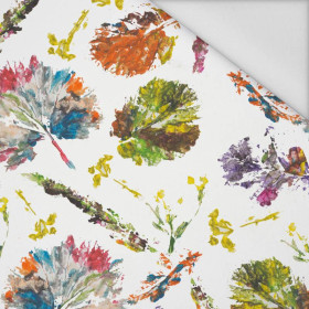 COLORFUL LEAVES / white - Waterproof woven fabric