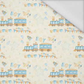 LOCOMOTIVES / garland / ecru (CHILDREN'S TOYS) - Waterproof woven fabric