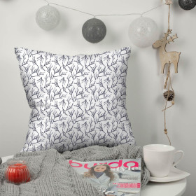 TWIGS pat. 2 (WINTER TIME) / white - Cotton woven fabric