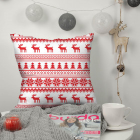 REINDEERS PAT. 2 / red - Cotton woven fabric