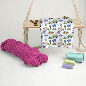 ON THE ROAD (COLORFUL TRANSPORT) - Waterproof woven fabric