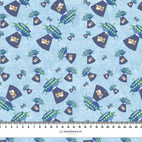 COWS IN THE SPACE (SPACE EXPEDITION) / ACID WASH LIGHT BLUE - looped knit fabric