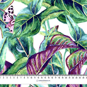 LEAVES AND INSECTS PAT. 1 (TROPICAL NATURE) / white